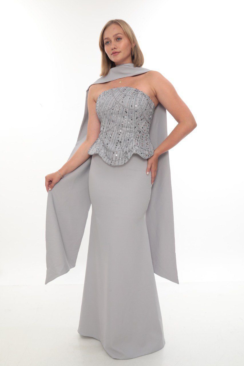 WhatsApp Görsel 2025-10-15 saat 12.43.16_13053d7f Elegant Crepe & Beaded Dress – Style 6000 (Silver) - Görsel 1