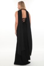 Elegant Crepe & Beaded Dress – Style 6000 (Black) - Görsel 2