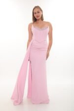 Elegant Crepe Dress – Style 4040 (Pink) - Görsel 4