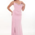 Elegant Crepe Dress – Style 4040 (Pink)