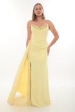 Elegant Crepe Dress – Style 4040 (Yellow)