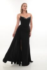 Elegant Crepe Dress – Style 4040 (Black) - Görsel 4