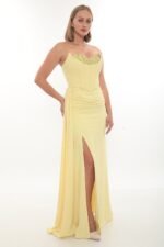 Elegant Crepe Dress – Style 4040 (Yellow) - Görsel 3