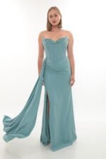 Elegant Crepe Dress – Style 4040 (Mint) - Görsel 3