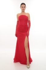 Elegant Lace Dress – Style 6050 (Red) - Görsel 4