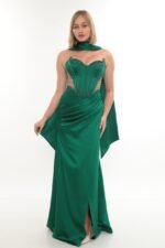 Elegant Satin Dress – Style 4010 (Emerald)