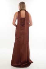 Elegant Satin Dress – Style 4010 (Brown) - Görsel 3